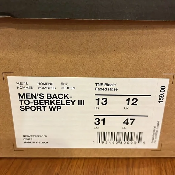 The North Face Back To Berkeley III Sport Waterproof Boots black Mens Size 13